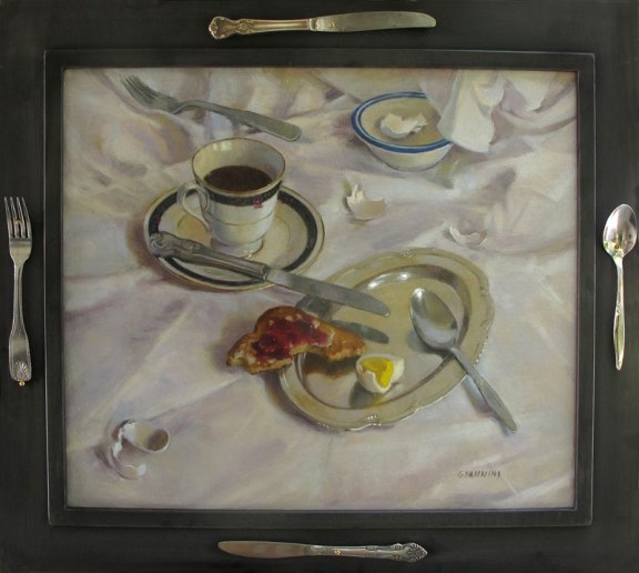 Breakfast Interrupted, Oil on Canvas, 18 x 22 in.