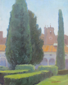 Michaelangelos Cloister, Terme di Diocleziane (The Baths of Diocletian),Roma, 10 x 8 in, Oil