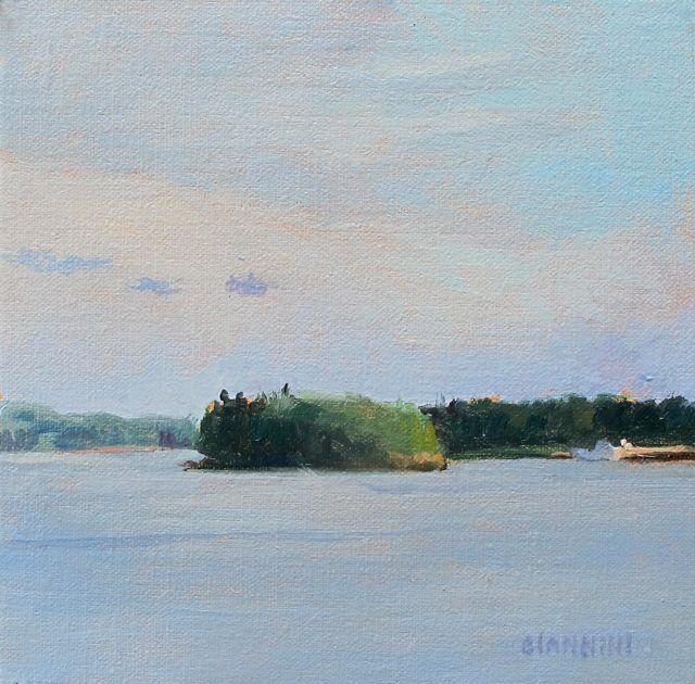 View of castine Harbor, 6 x 6 in. oil on linen.